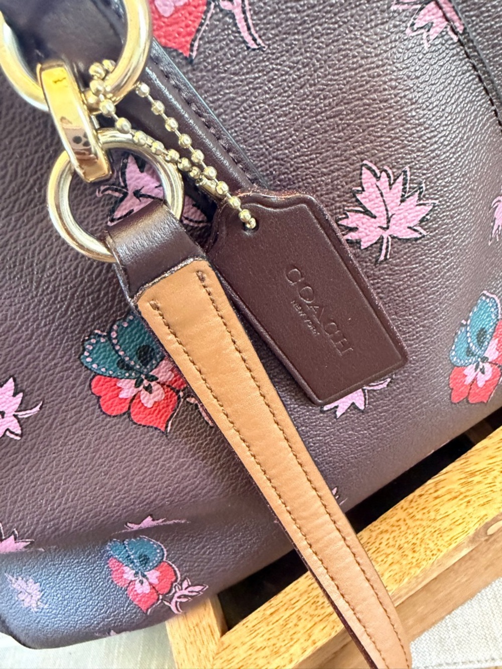 Coach Christie Carryall Floral Print Satchel Brown Multi F1792 Crossbody EUC - Picture 5 of 12